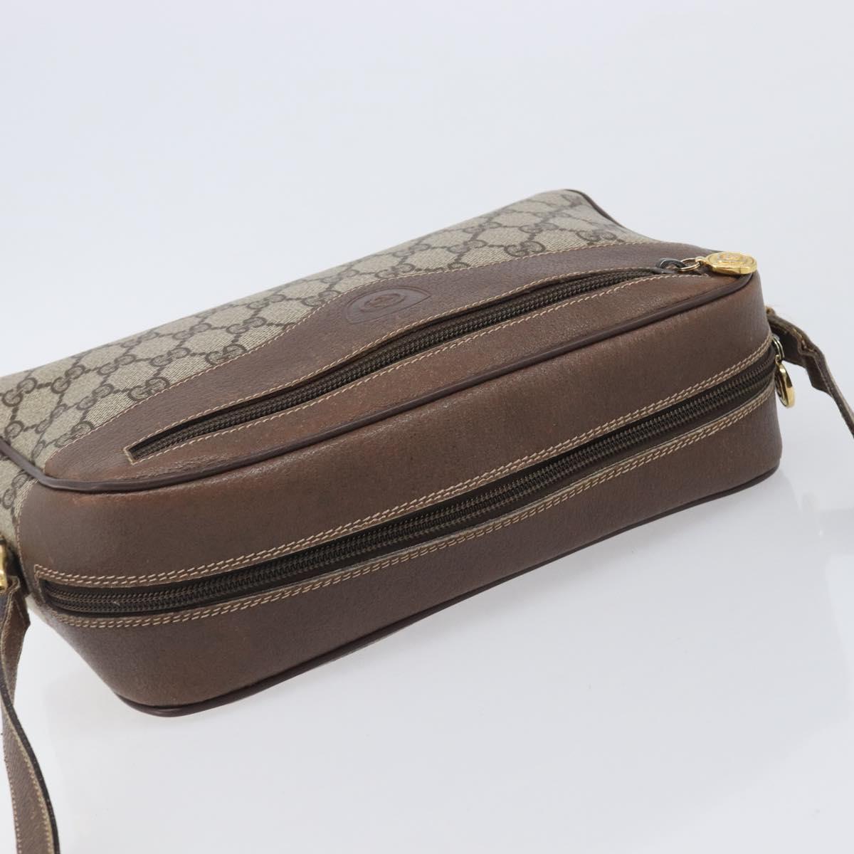 GUCCI GG Supreme Shoulder Bag PVC Beige Gold Auth 206766