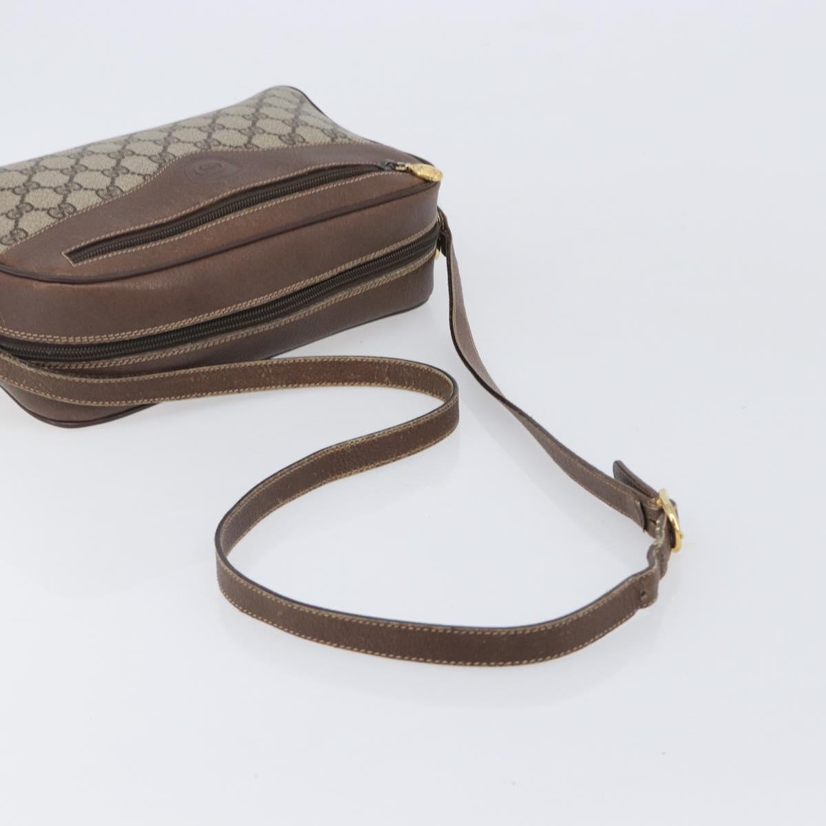 GUCCI GG Supreme Shoulder Bag PVC Beige Gold Auth 206766