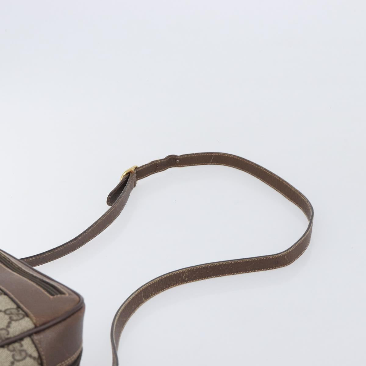 GUCCI GG Supreme Shoulder Bag PVC Beige Gold Auth 206766