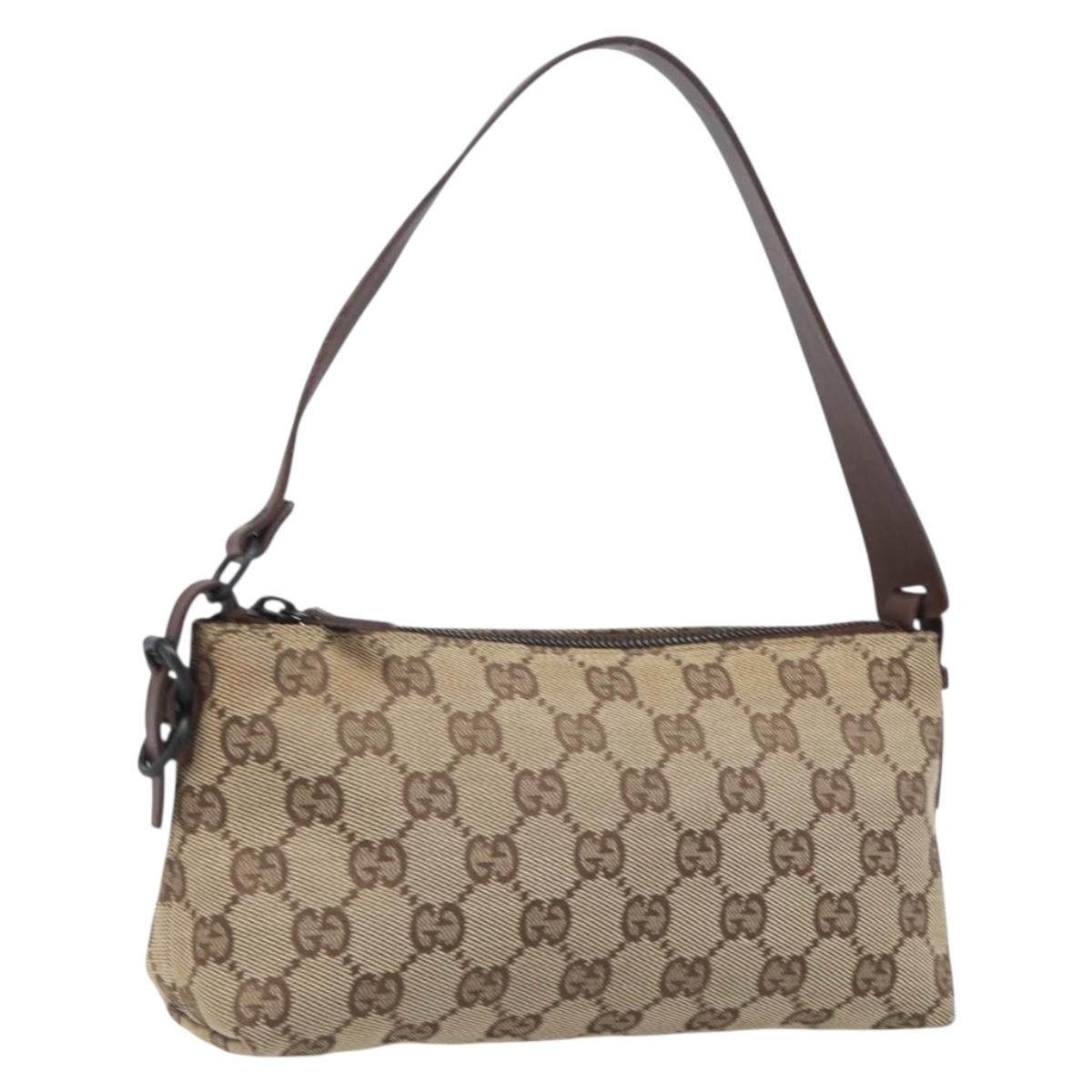 GUCCI GG Canvas Accessory Pouch Beige 103399 Auth 206767A