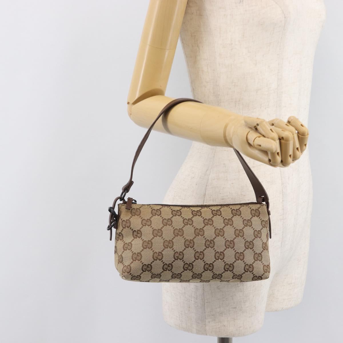 GUCCI GG Canvas Accessory Pouch Beige 103399 Auth 206767A