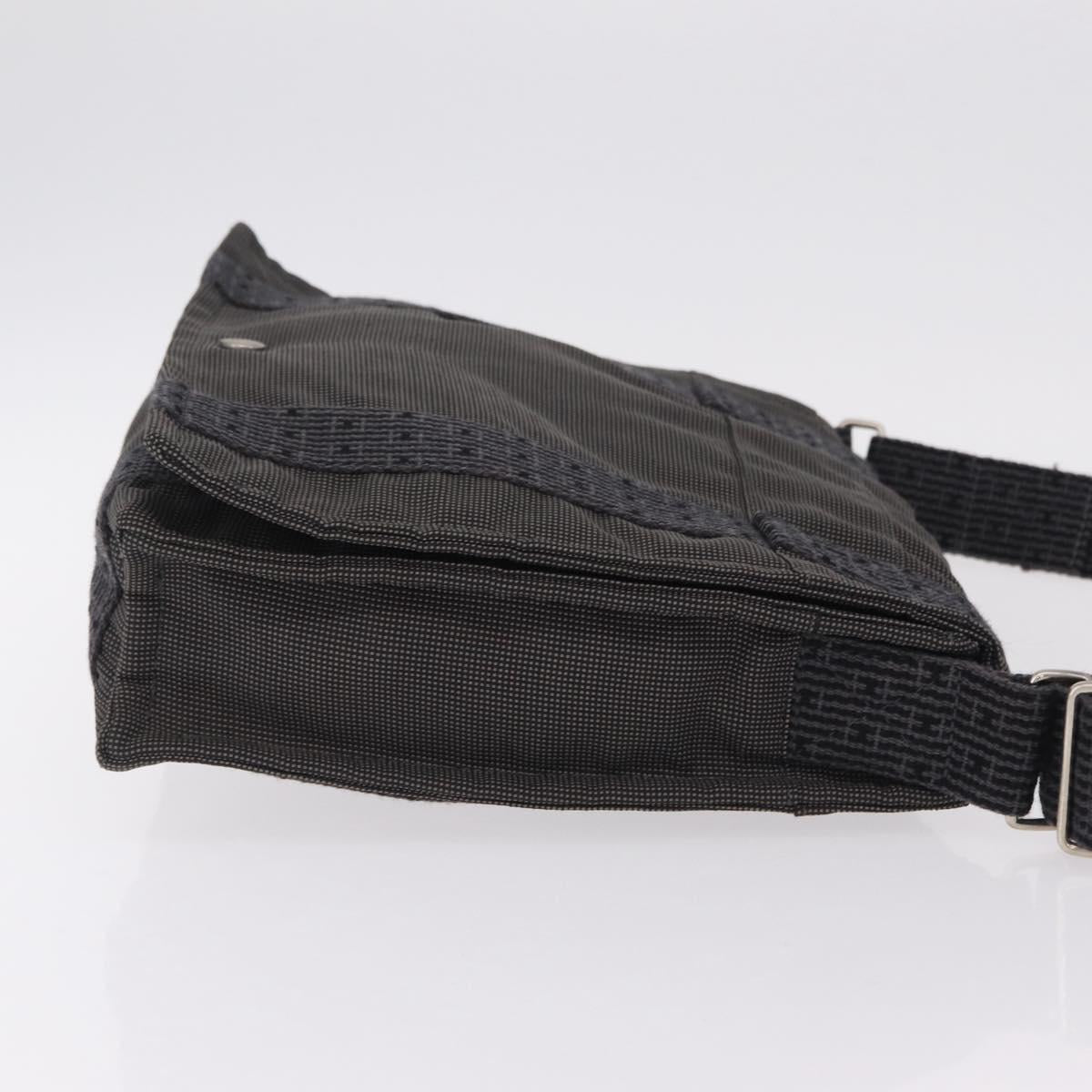 HERMES Her Line Bassus PM Shoulder Bag Canvas Gray Silver Auth 206771A