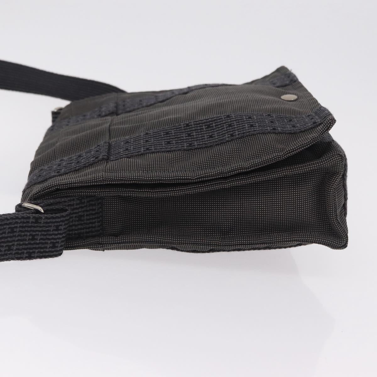 HERMES Her Line Bassus PM Shoulder Bag Canvas Gray Silver Auth 206771A