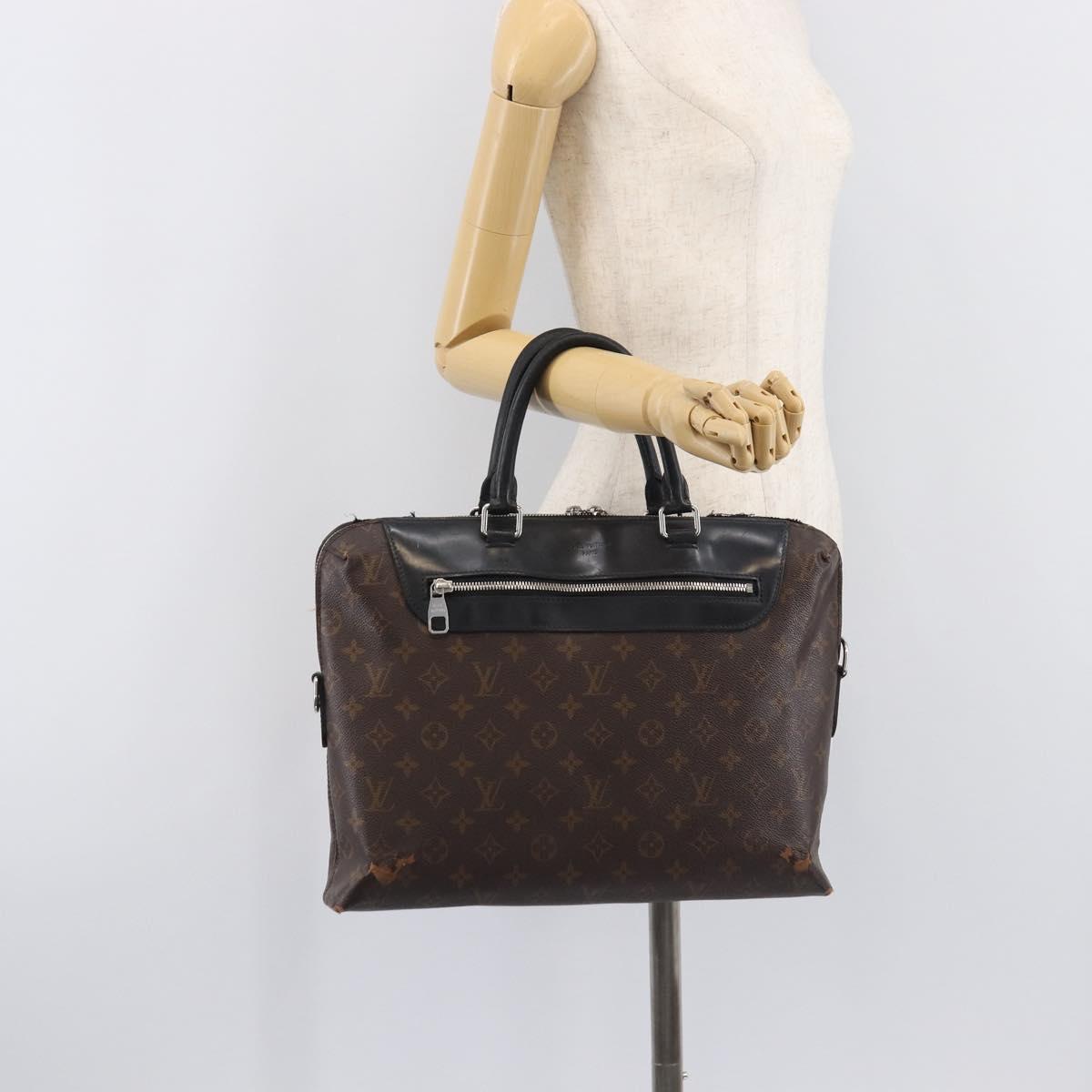 LOUIS VUITTON Monogram Macassar Porte DocumentsJules Black M54019 LV Auth 206772
