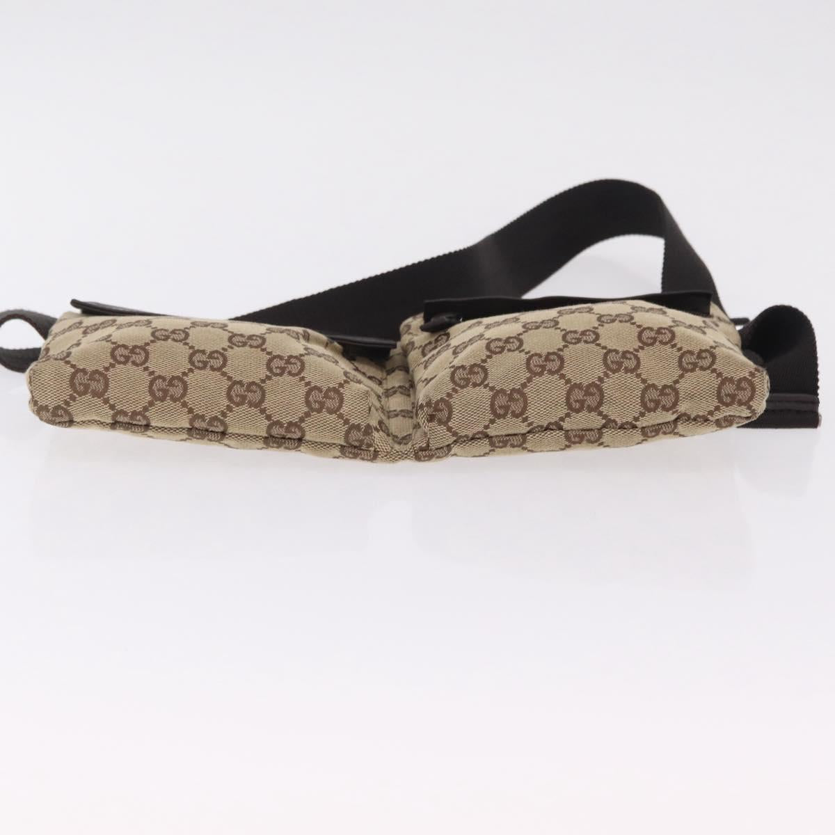 GUCCI GG Canvas Waist bag Beige Silver 28566 Auth 206776A