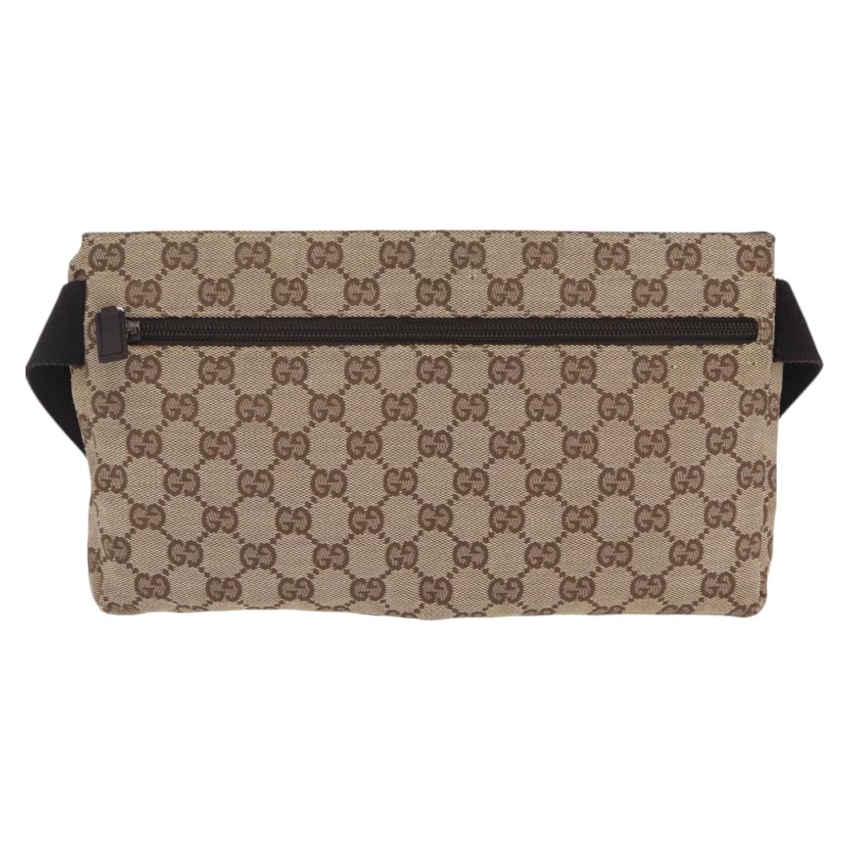 GUCCI GG Canvas Waist bag Beige Silver 28566 Auth 206776A