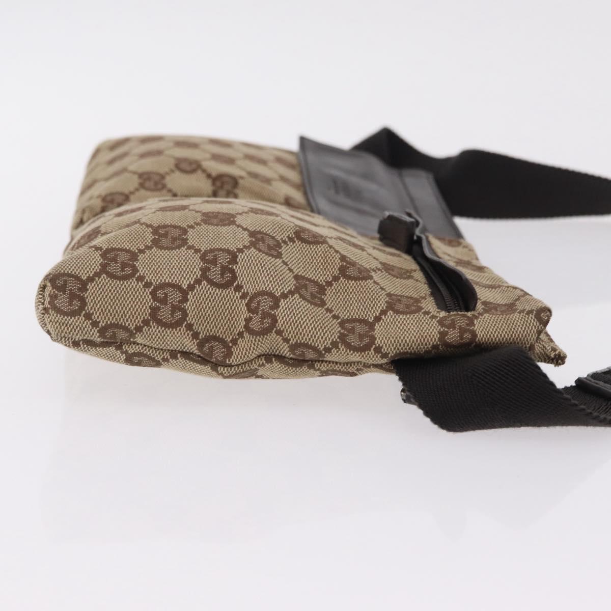 GUCCI GG Canvas Waist bag Beige Silver 28566 Auth 206776A