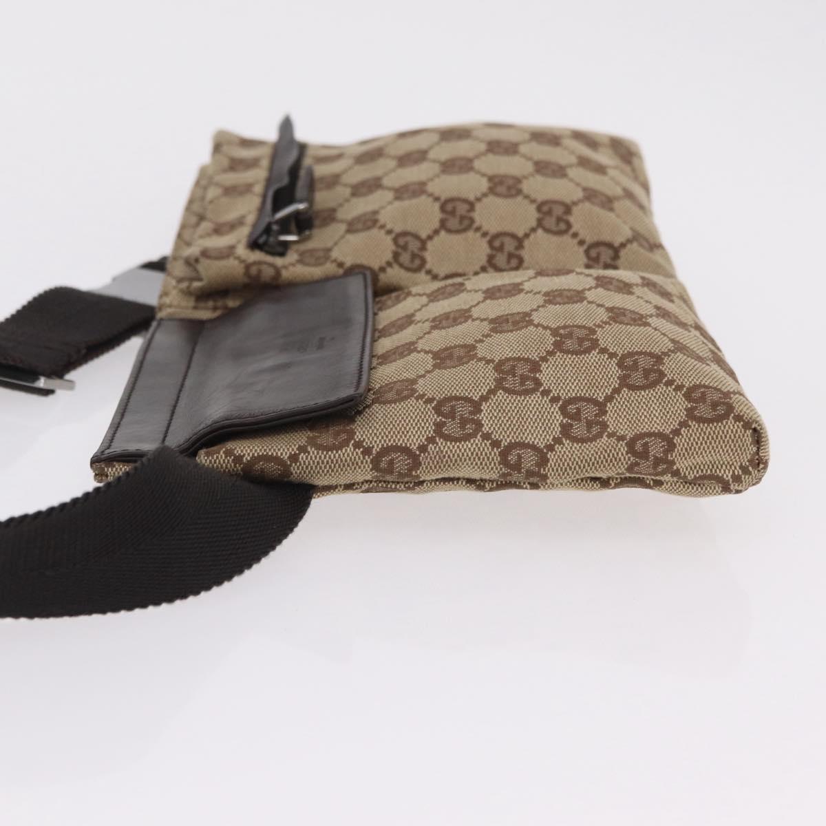 GUCCI GG Canvas Waist bag Beige Silver 28566 Auth 206776A