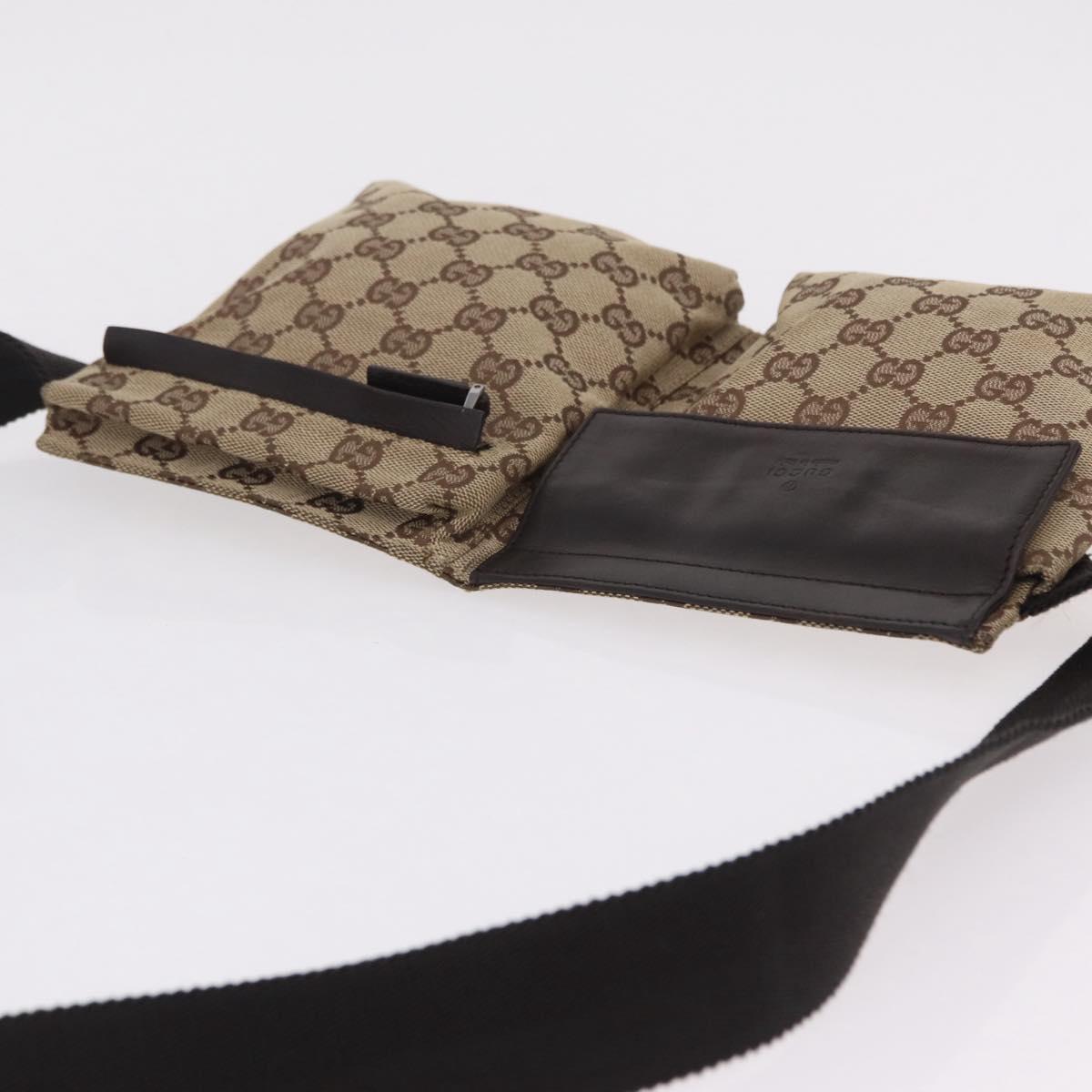 GUCCI GG Canvas Waist bag Beige Silver 28566 Auth 206776A
