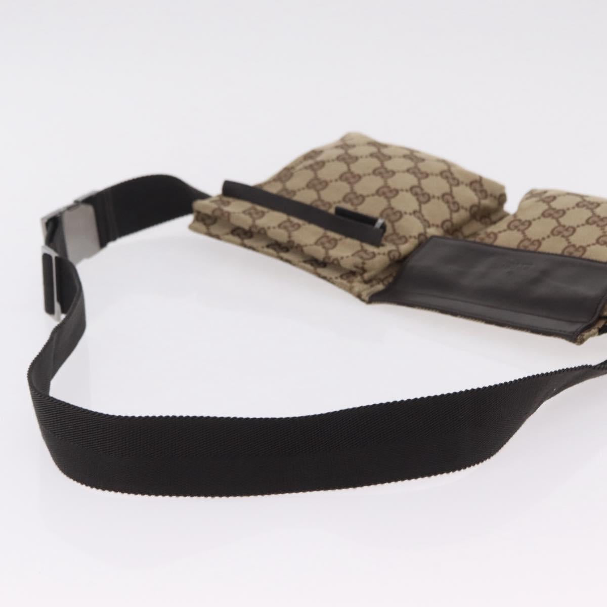 GUCCI GG Canvas Waist bag Beige Silver 28566 Auth 206776A