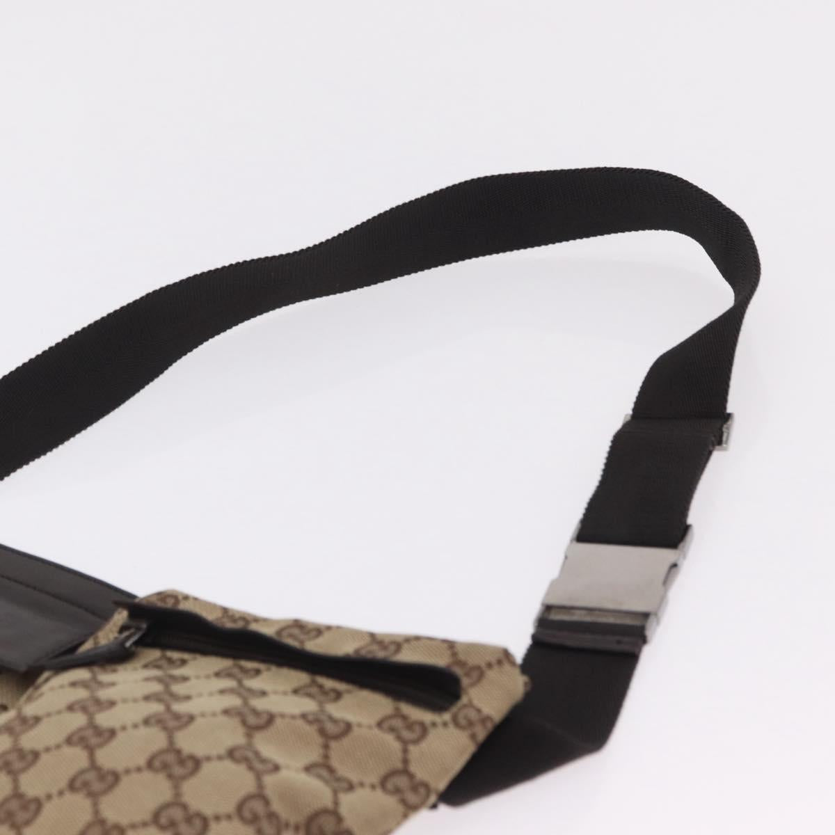 GUCCI GG Canvas Waist bag Beige Silver 28566 Auth 206776A