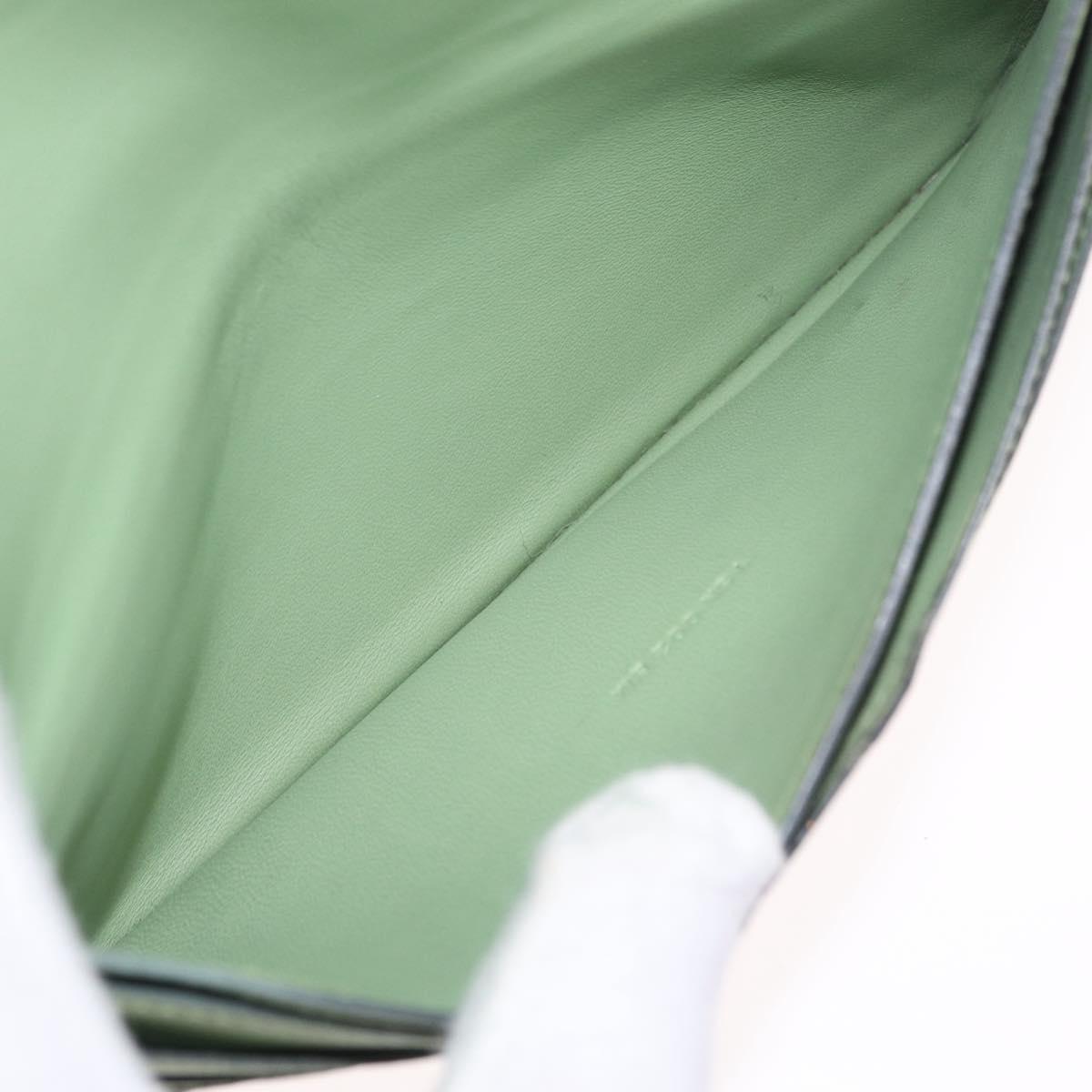 HERMES Dogon Long Wallet Leather Green Silver Auth 206778M