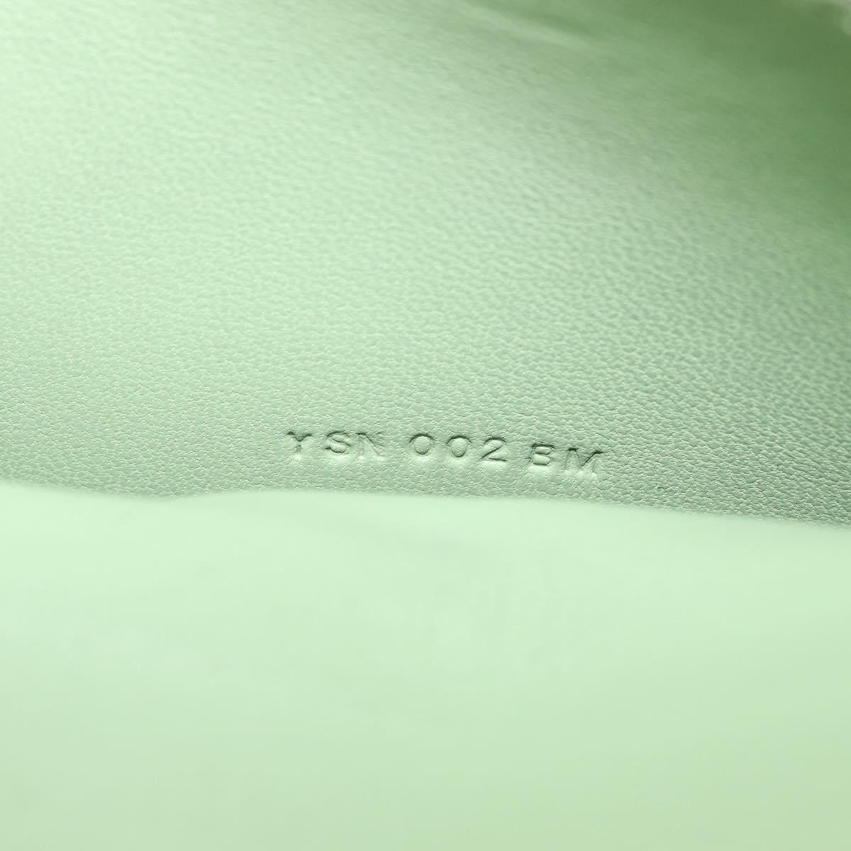 HERMES Dogon Long Wallet Leather Green Silver Auth 206778M