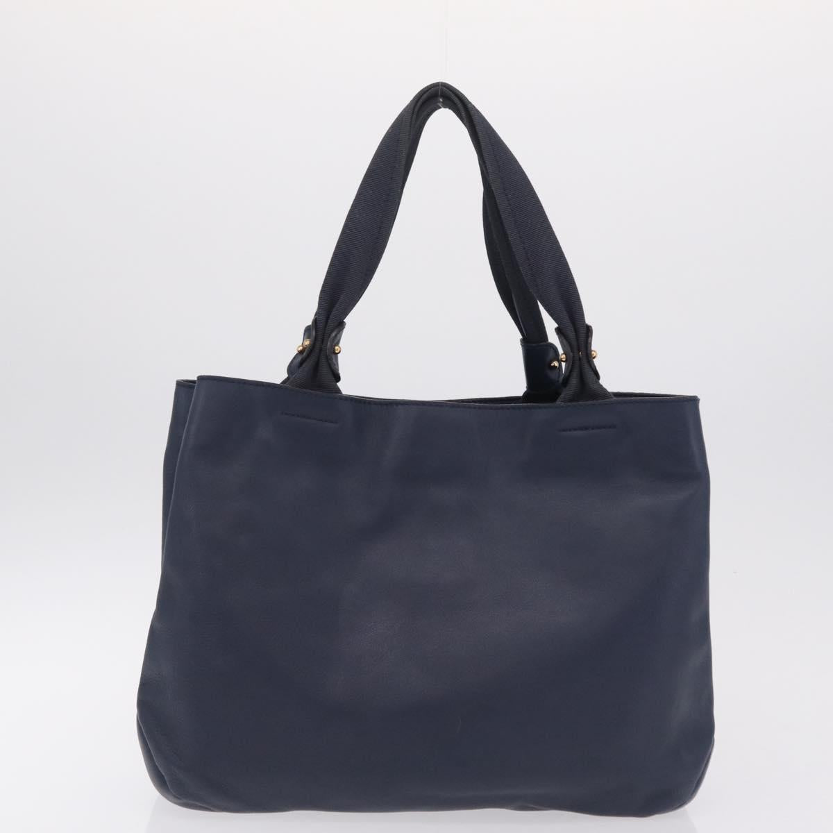 Salvatore Ferragamo Vala Tote Bag Leather 2 Set Black Navy Auth 206780