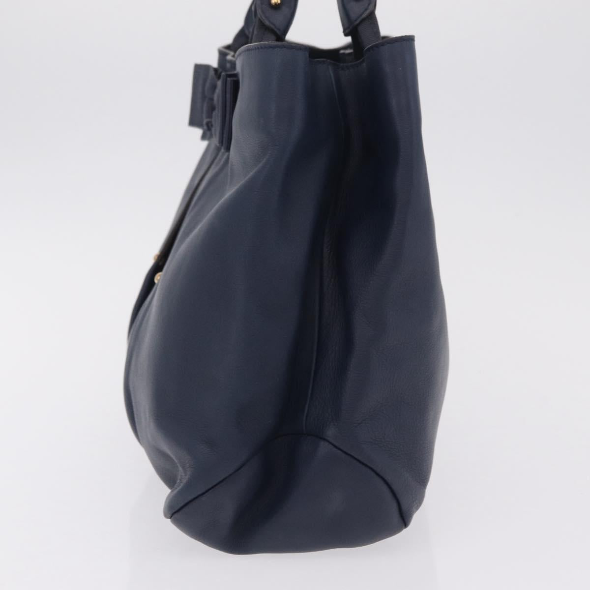 Salvatore Ferragamo Vala Tote Bag Leather 2 Set Black Navy Auth 206780