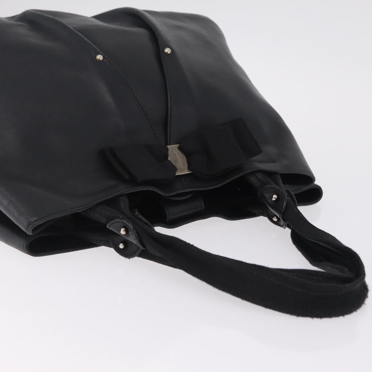 Salvatore Ferragamo Vala Tote Bag Leather 2 Set Black Navy Auth 206780