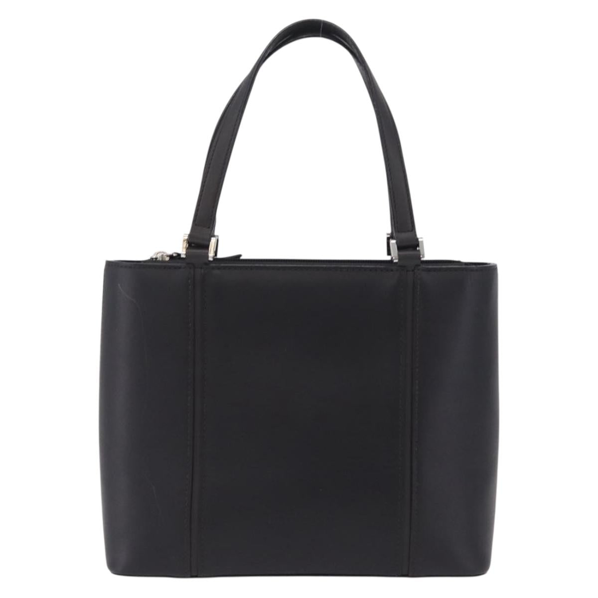 BURBERRY Hand Bag Leather Black Silver Auth 206782A
