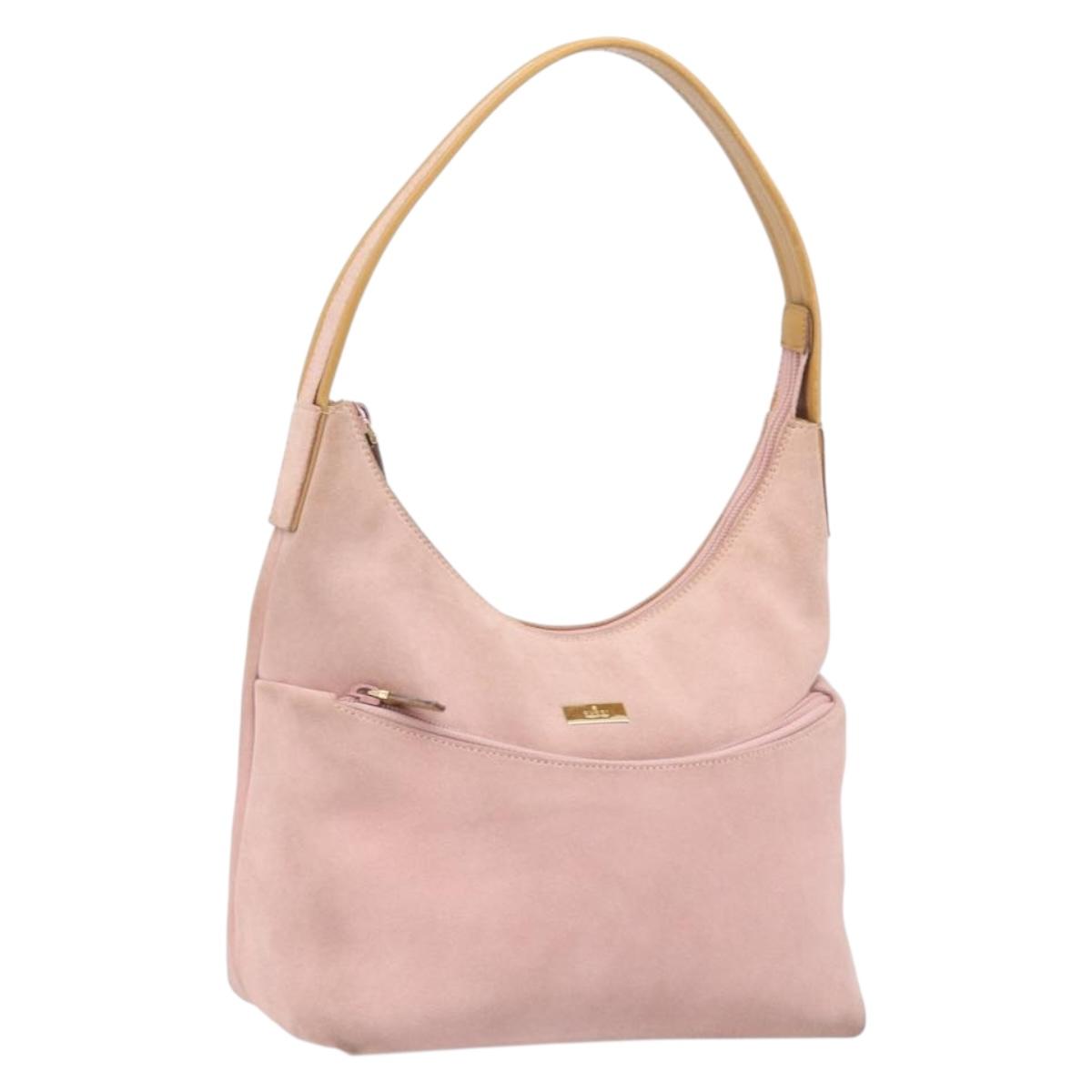 GUCCI Shoulder Bag Suede Pink Gold 001 3386 1705 Auth 206783A