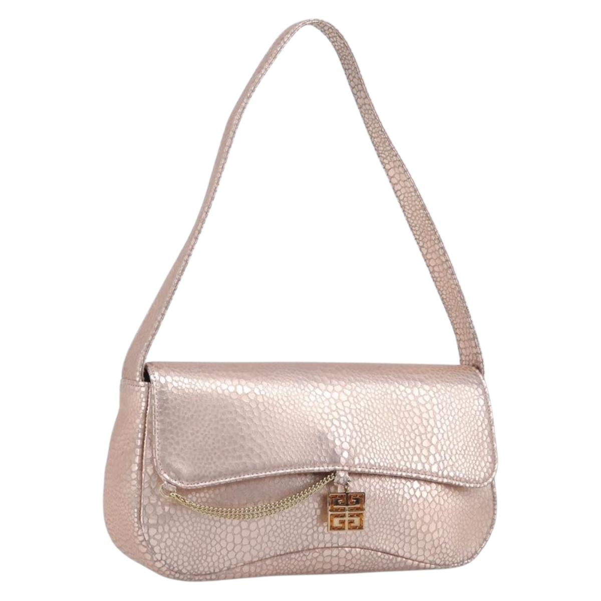 GIVENCHY Shoulder Bag Leather Pink Gold Auth 206784M