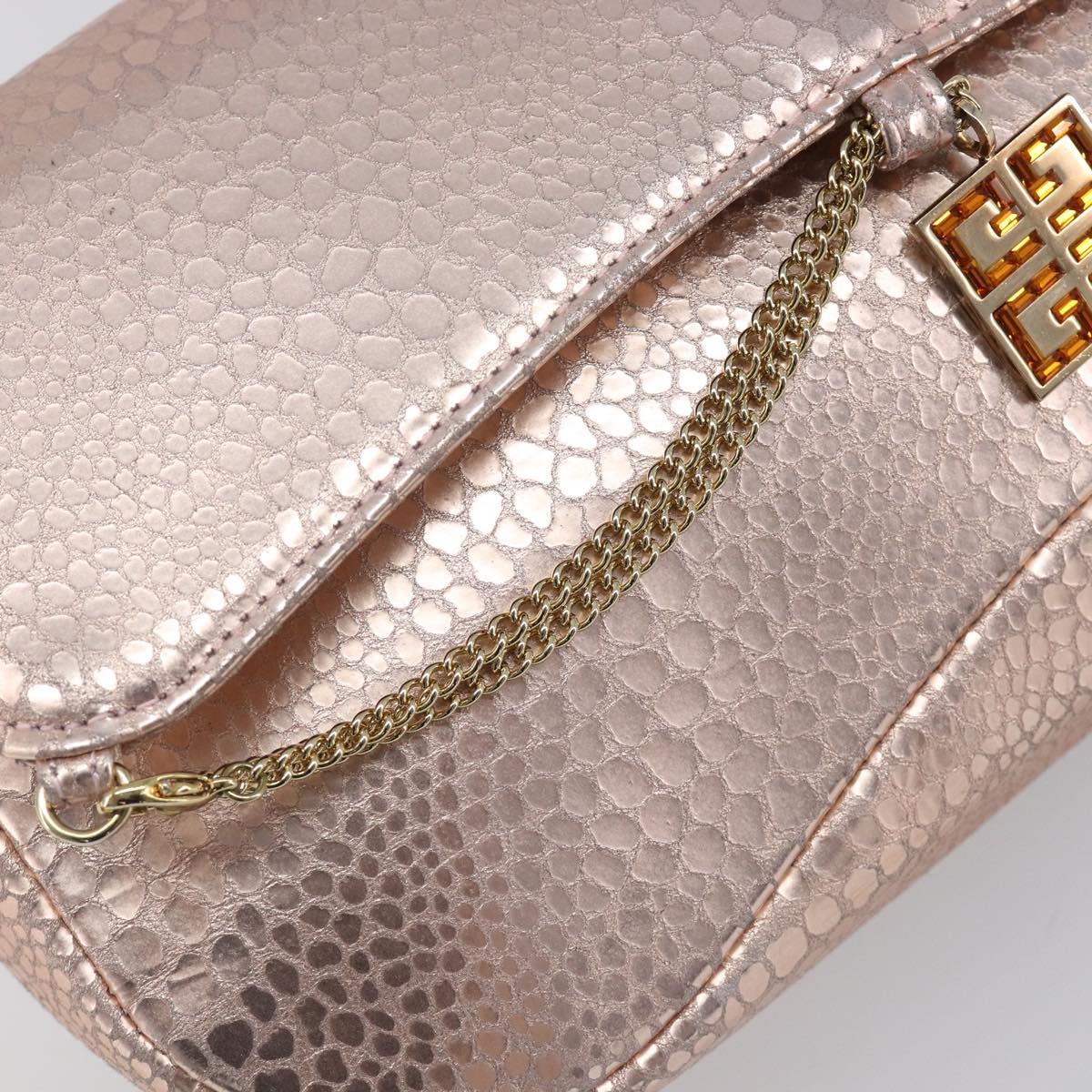 GIVENCHY Shoulder Bag Leather Pink Gold Auth 206784M