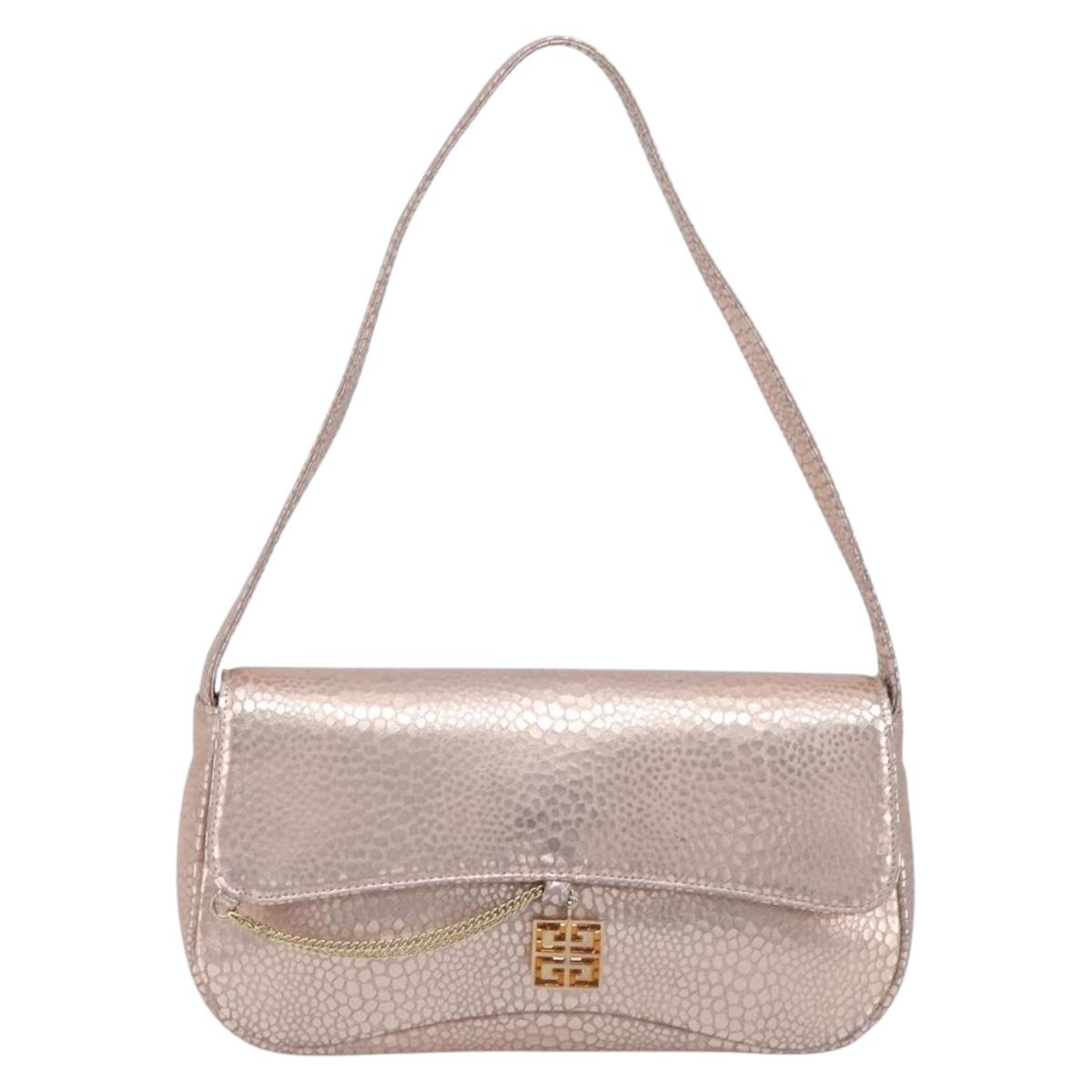 GIVENCHY Shoulder Bag Leather Pink Gold Auth 206784M