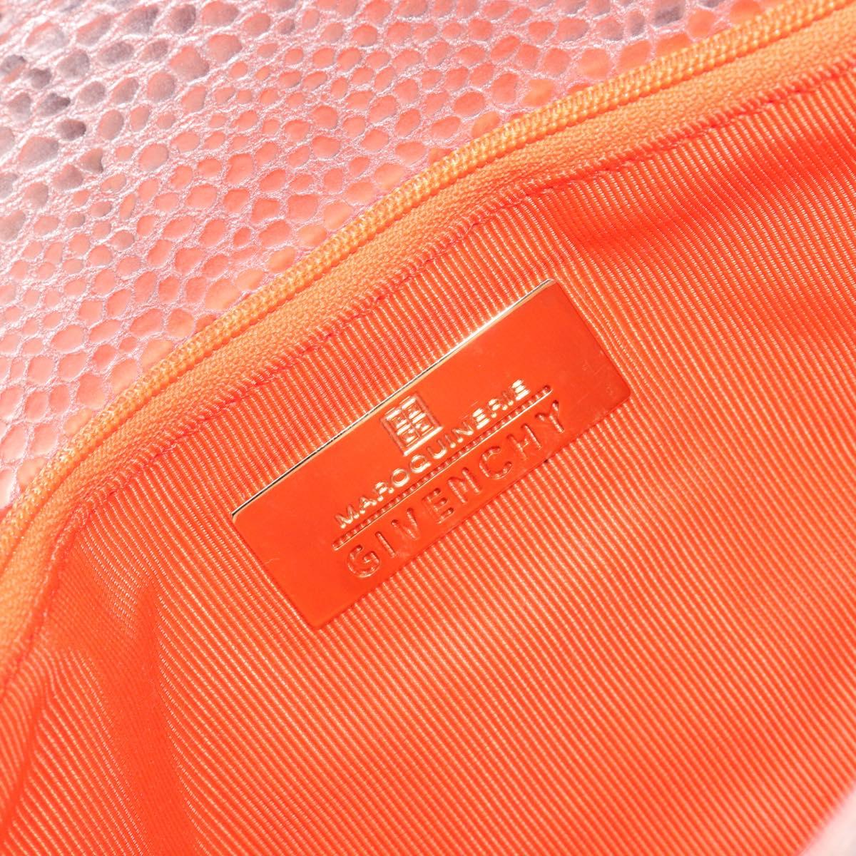GIVENCHY Shoulder Bag Leather Pink Gold Auth 206784M