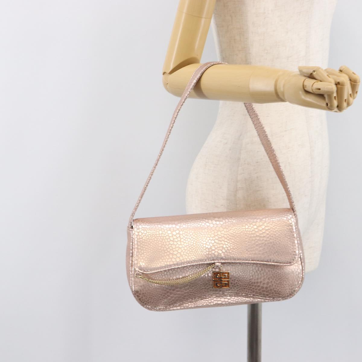 GIVENCHY Shoulder Bag Leather Pink Gold Auth 206784M