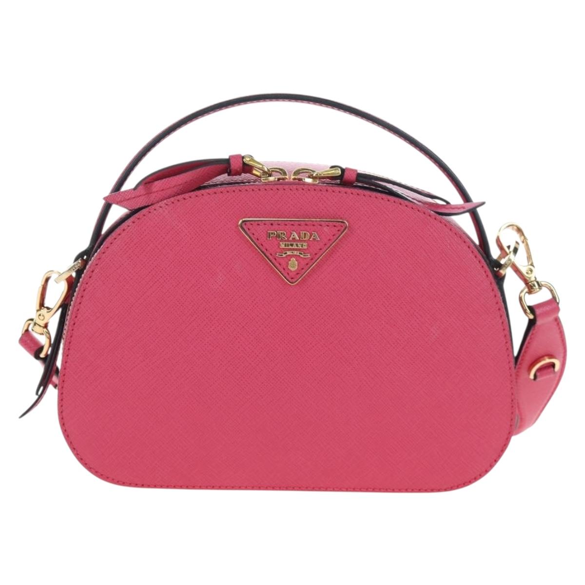 PRADA Hand Bag Safiano Leather 2way Pink Gold Auth 206787V