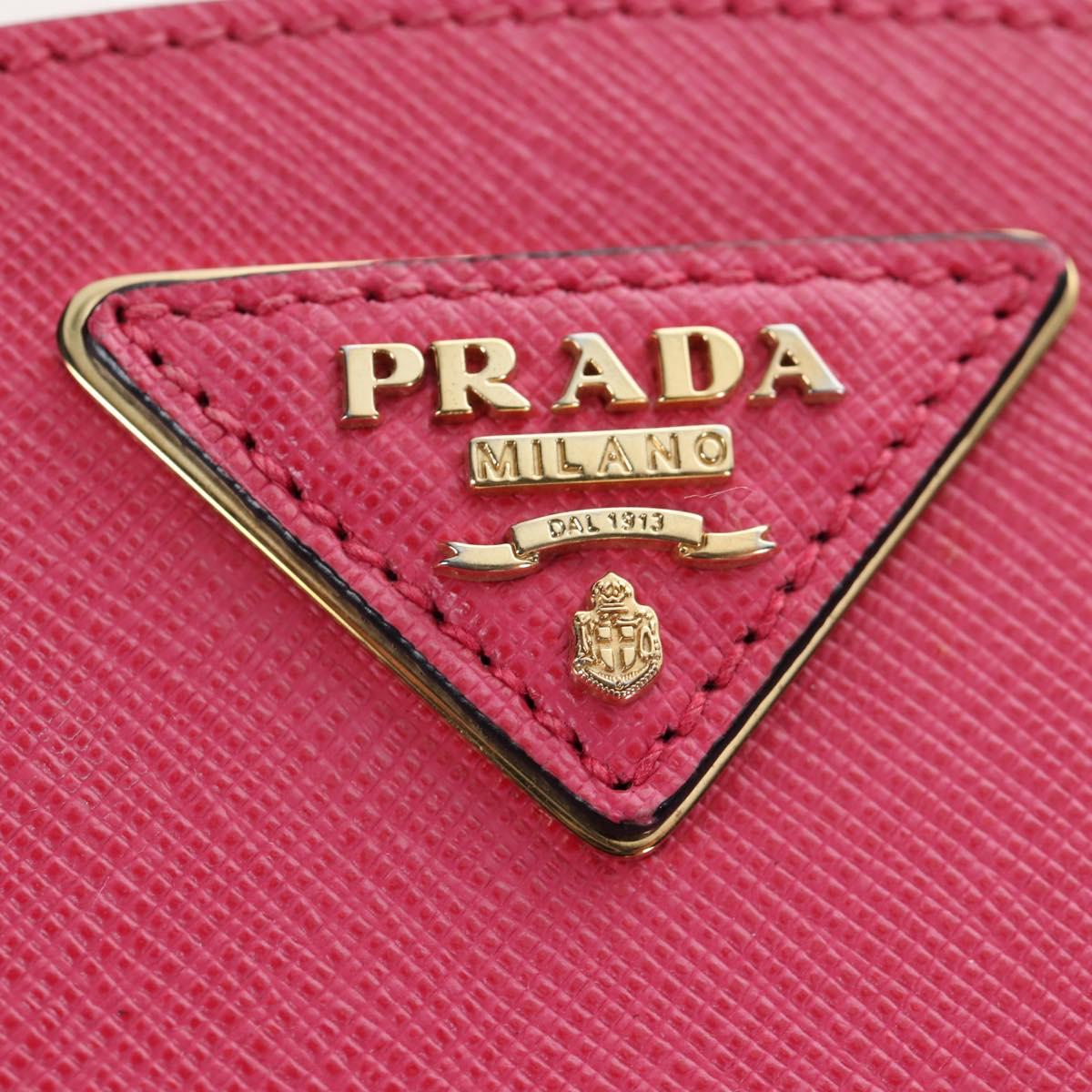 PRADA Hand Bag Safiano Leather 2way Pink Gold Auth 206787V