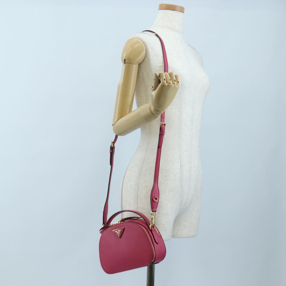 PRADA Hand Bag Safiano Leather 2way Pink Gold Auth 206787V