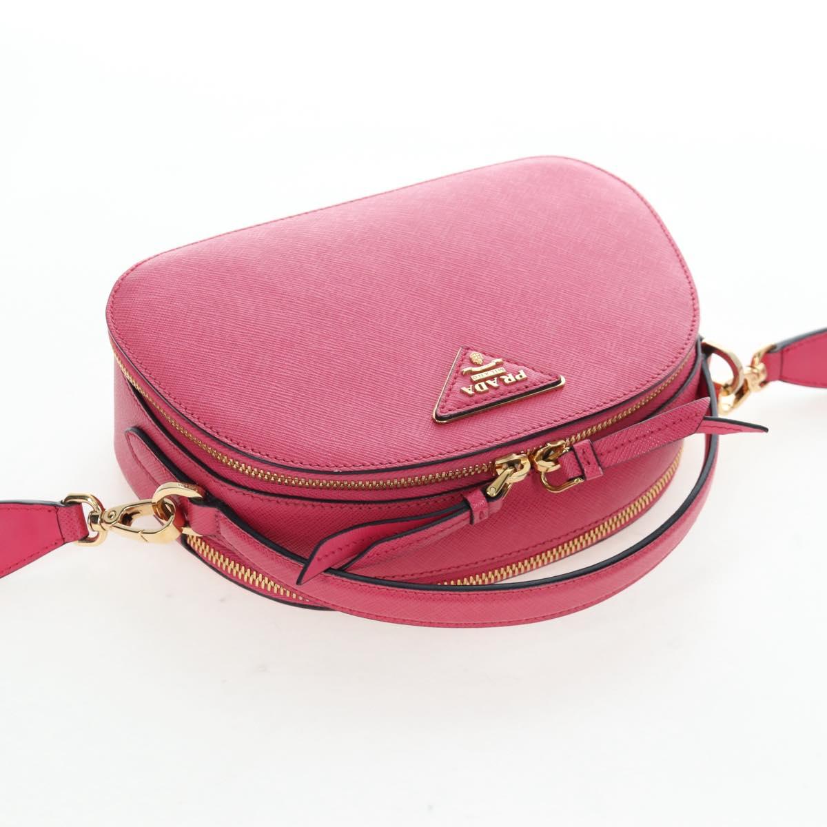 PRADA Hand Bag Safiano Leather 2way Pink Gold Auth 206787V