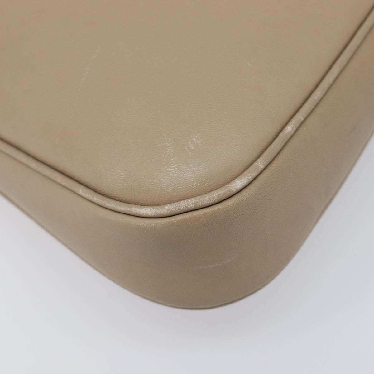 Salvatore Ferragamo Gancini Shoulder Bag Leather Beige Gold Auth 206791A