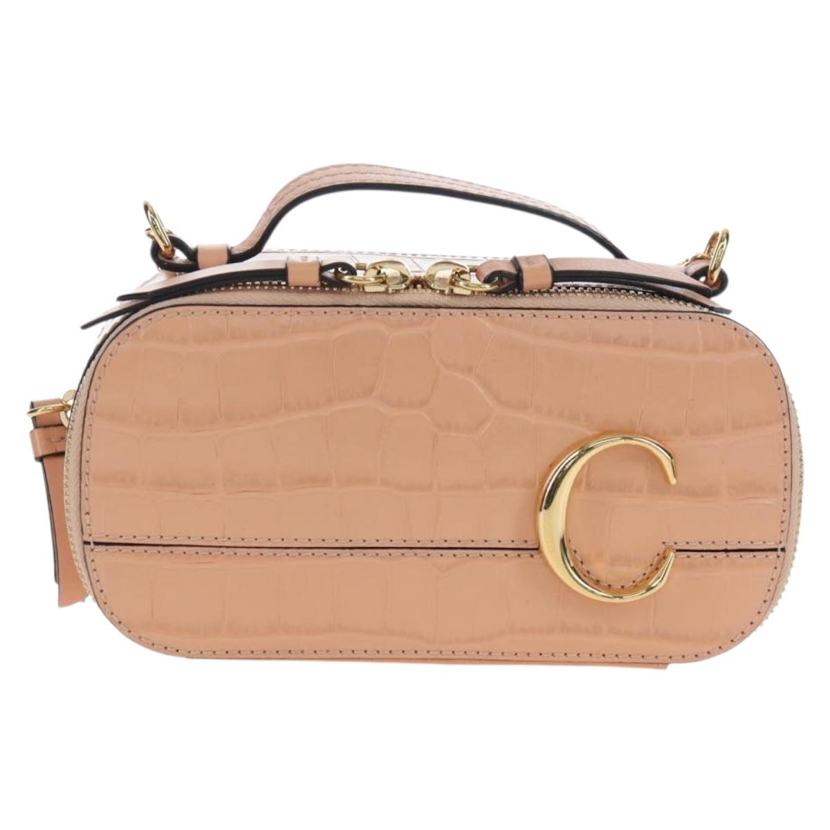 Chloe Chain Shoulder Bag Leather 2way Pink Gold Auth 206795M