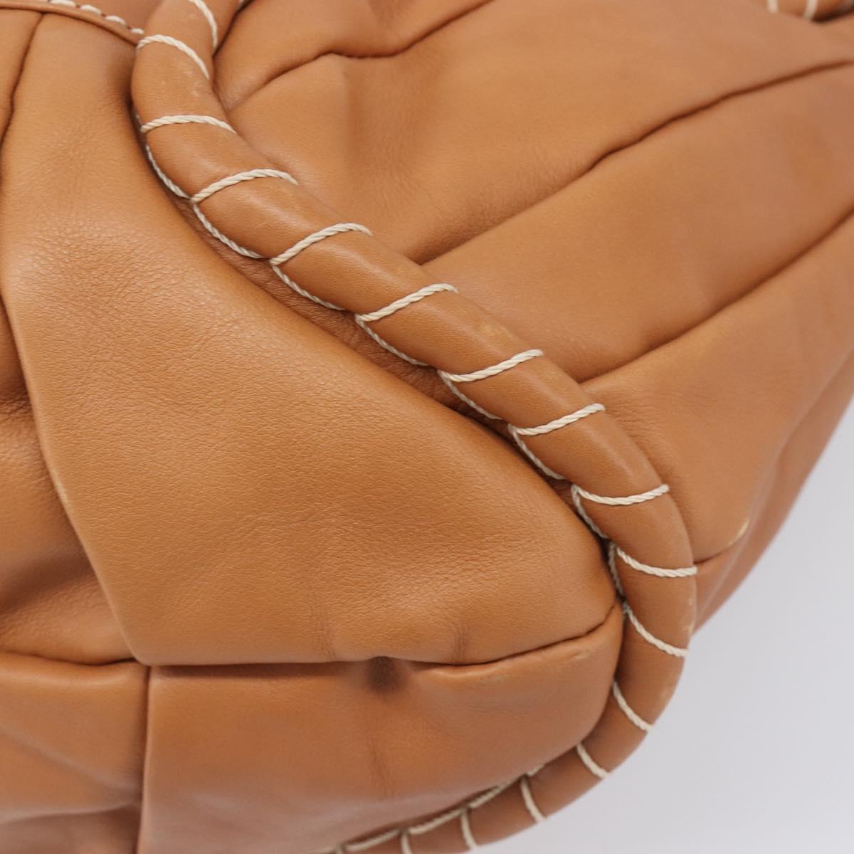 CELINE Shoulder Bag Leather Brown Gold Auth 206796V