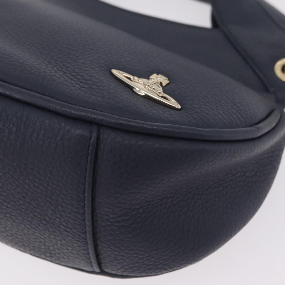 Vivienne Westwood Hand Bag Leather 2way Navy Gold Auth 206798A