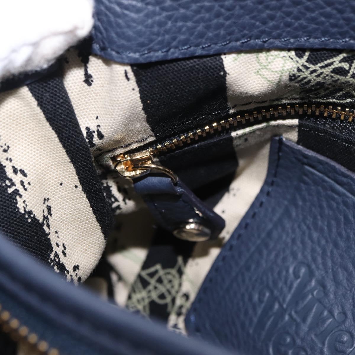 Vivienne Westwood Hand Bag Leather 2way Navy Gold Auth 206798A