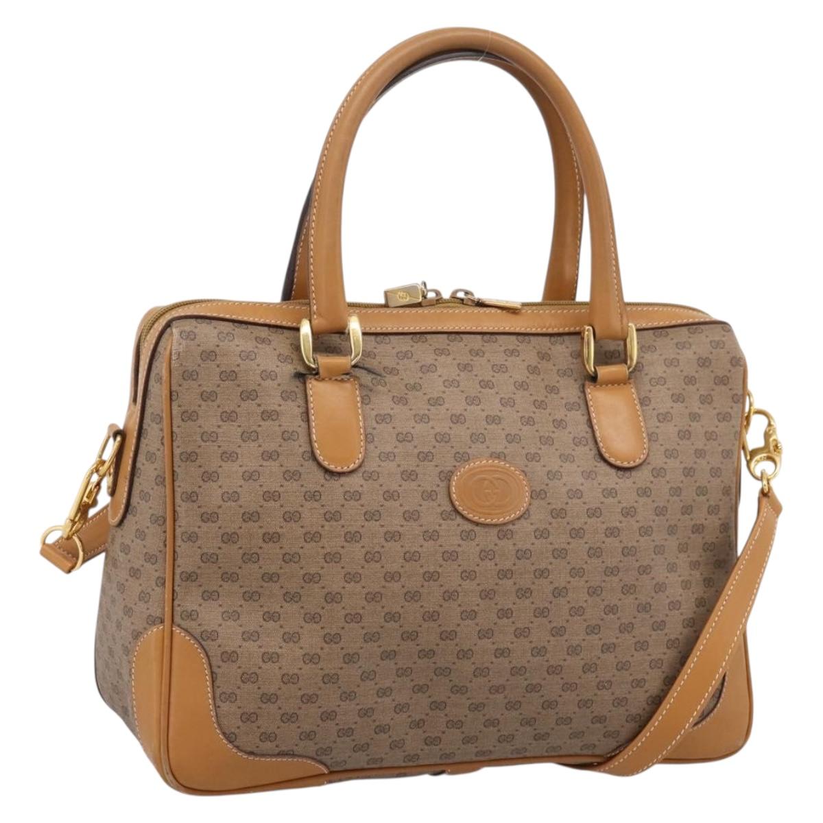 GUCCI Micro GG Supreme Hand Bag PVC 2way Beige Gold 002 122 0033 Auth 206806