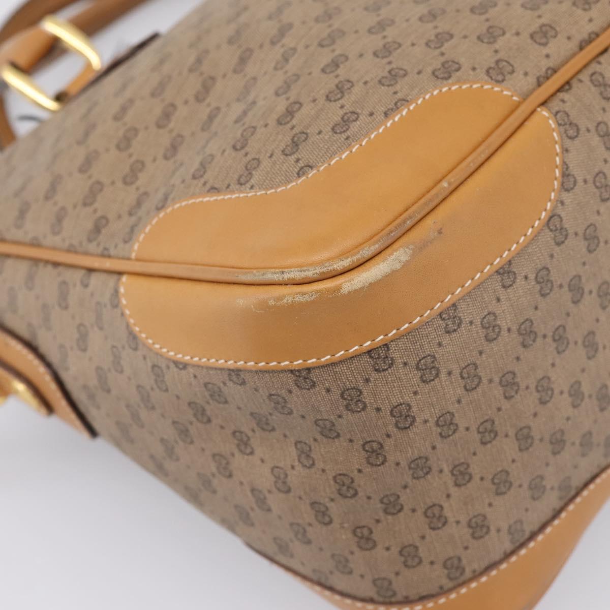 GUCCI Micro GG Supreme Hand Bag PVC 2way Beige Gold 002 122 0033 Auth 206806
