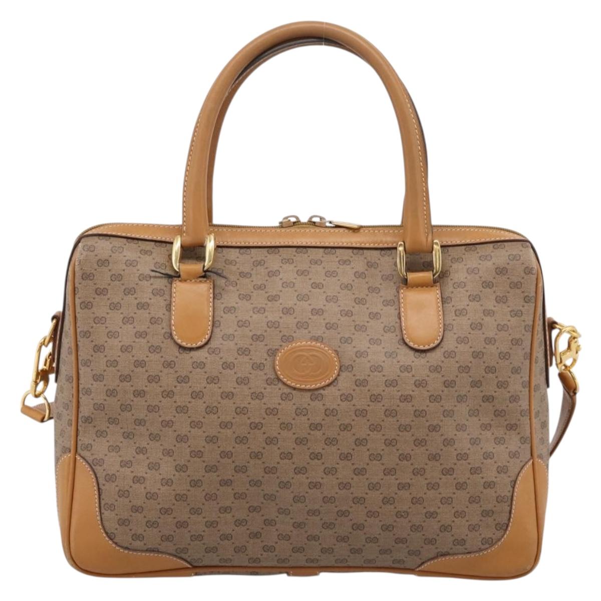 GUCCI Micro GG Supreme Hand Bag PVC 2way Beige Gold 002 122 0033 Auth 206806