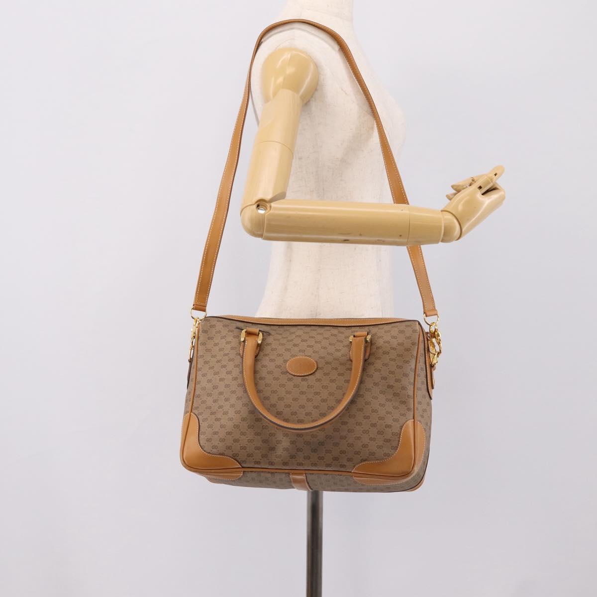 GUCCI Micro GG Supreme Hand Bag PVC 2way Beige Gold 002 122 0033 Auth 206806