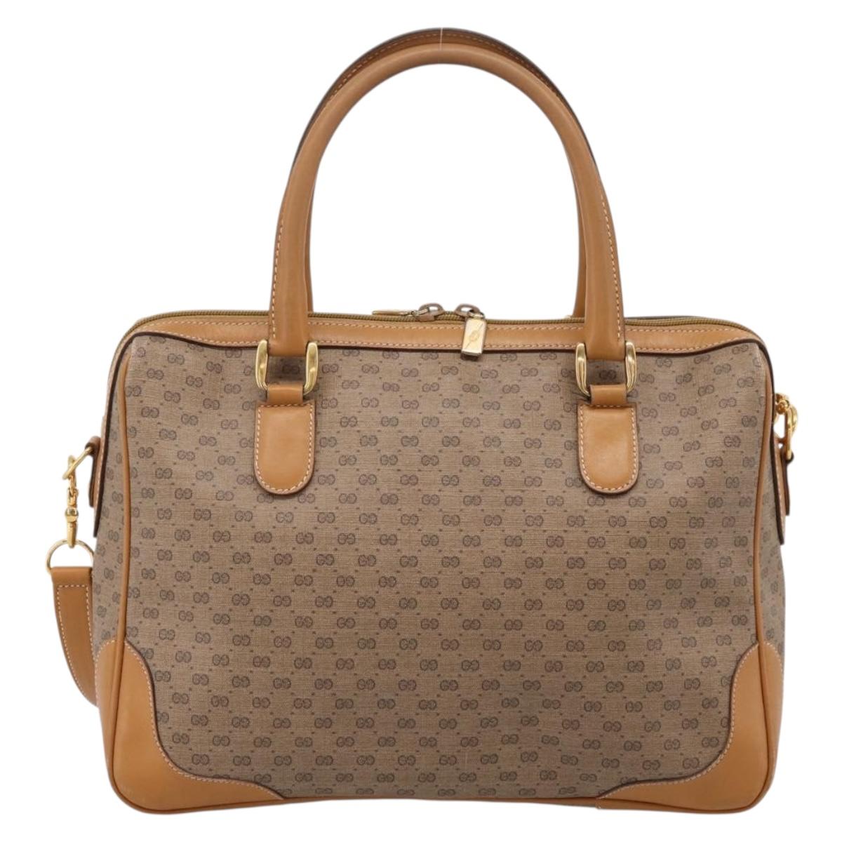 GUCCI Micro GG Supreme Hand Bag PVC 2way Beige Gold 002 122 0033 Auth 206806