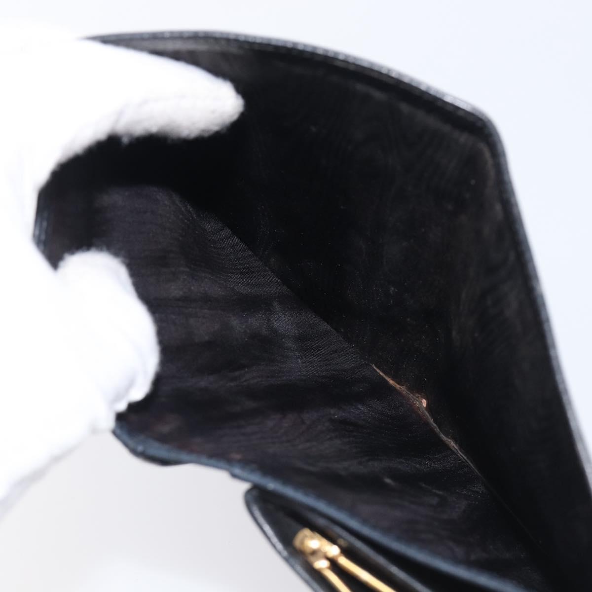 CHANEL Long Wallet Caviar Skin Black Gold CC Auth 206812