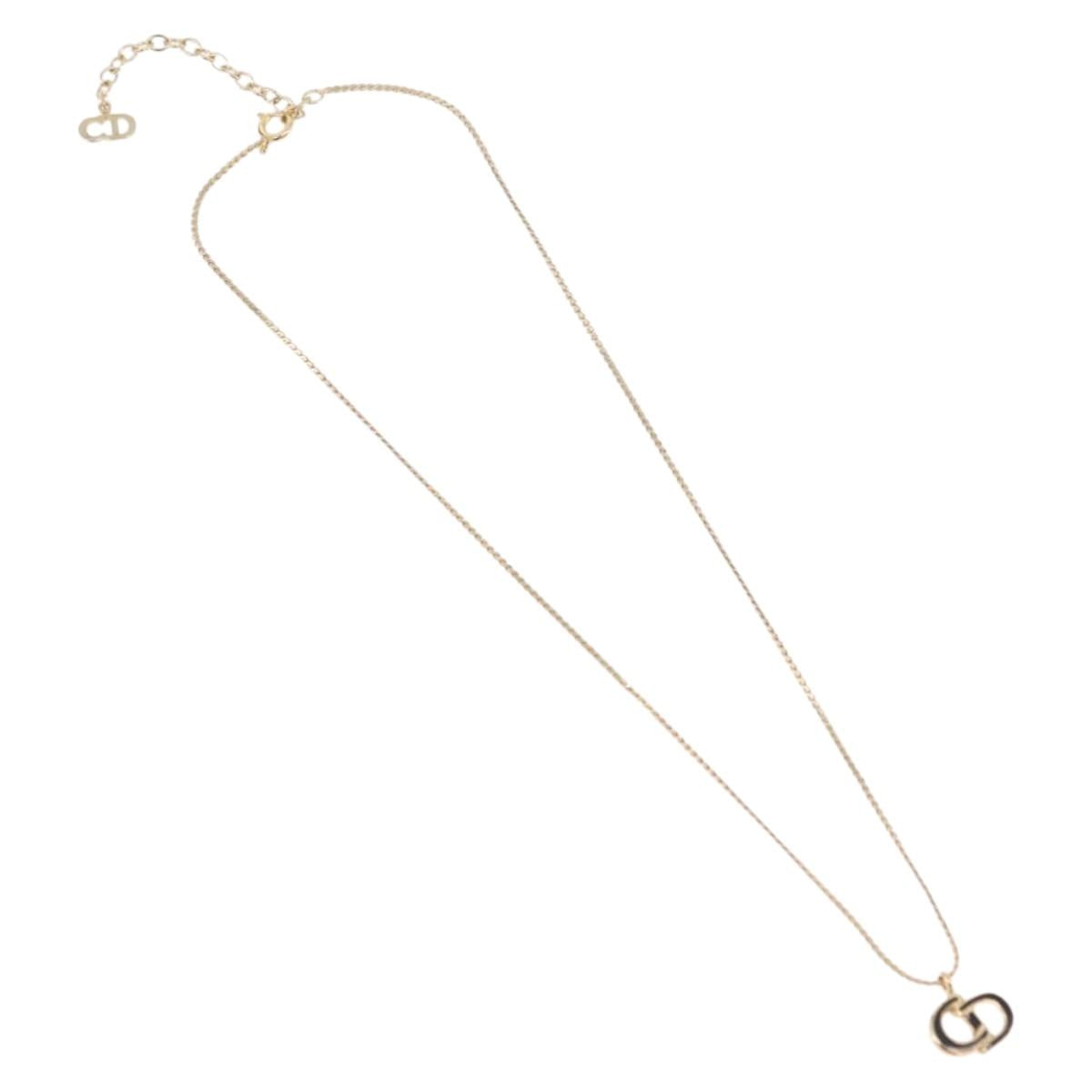 Christian Dior Necklace Metal Gold Tone Auth 206830