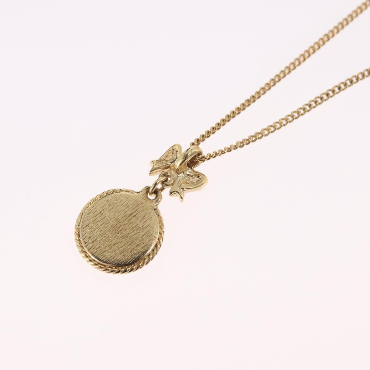 Christian Dior Necklace Metal Gold Tone Auth 206832