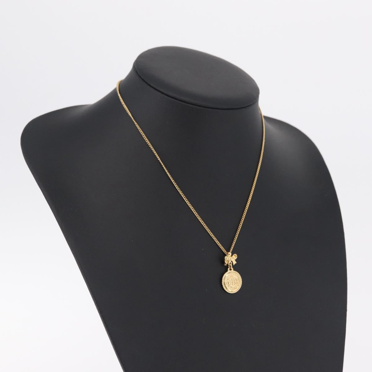 Christian Dior Necklace Metal Gold Tone Auth 206832