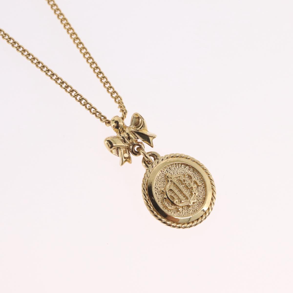 Christian Dior Necklace Metal Gold Tone Auth 206832