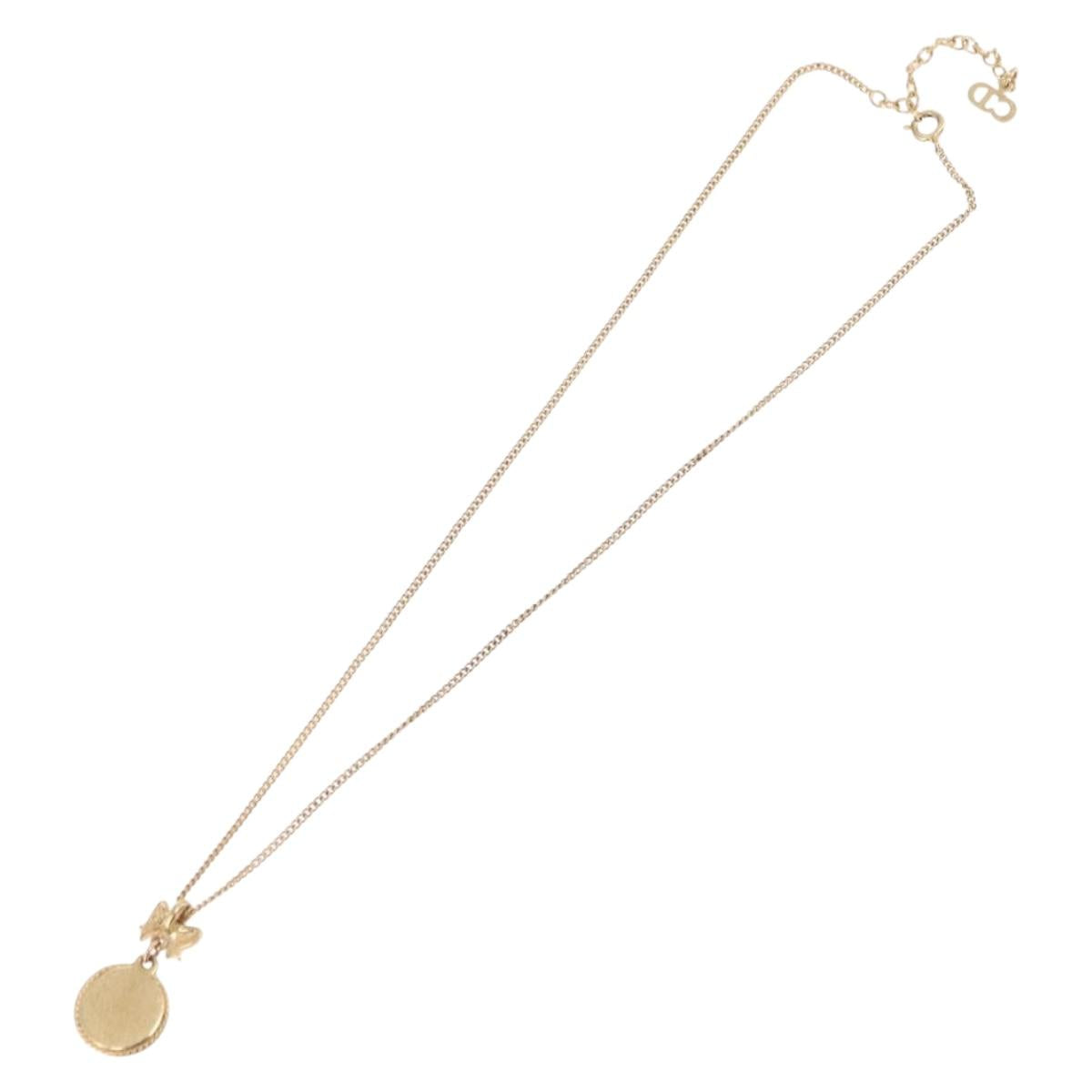 Christian Dior Necklace Metal Gold Tone Auth 206832