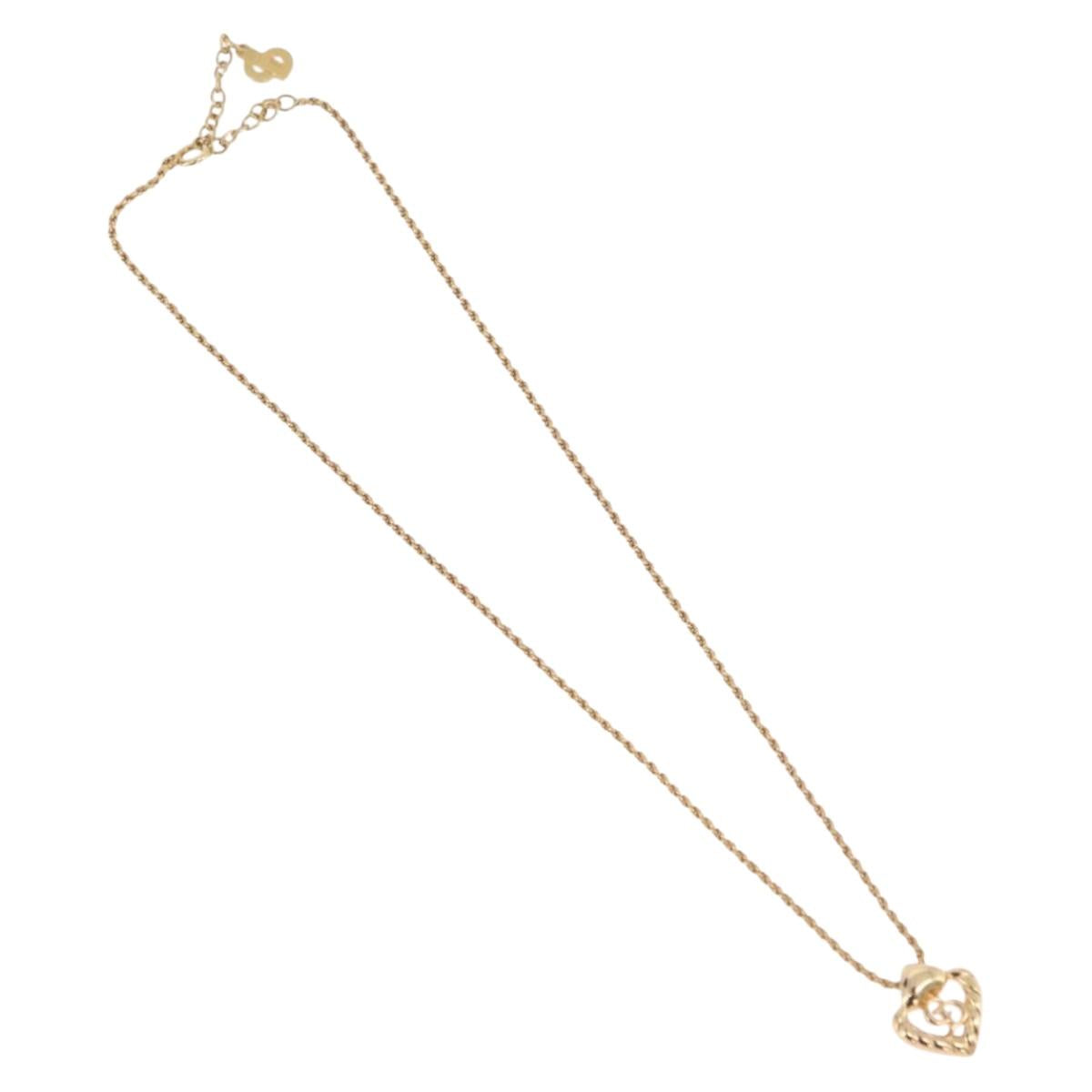 Christian Dior Necklace Metal Gold Tone Auth 206833