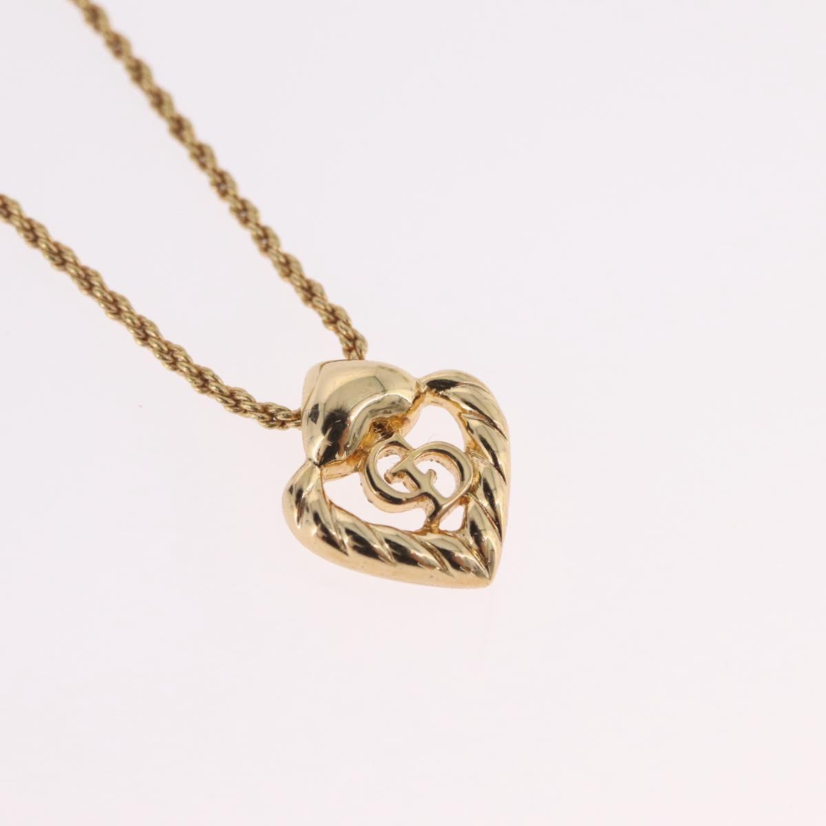 Christian Dior Necklace Metal Gold Tone Auth 206833