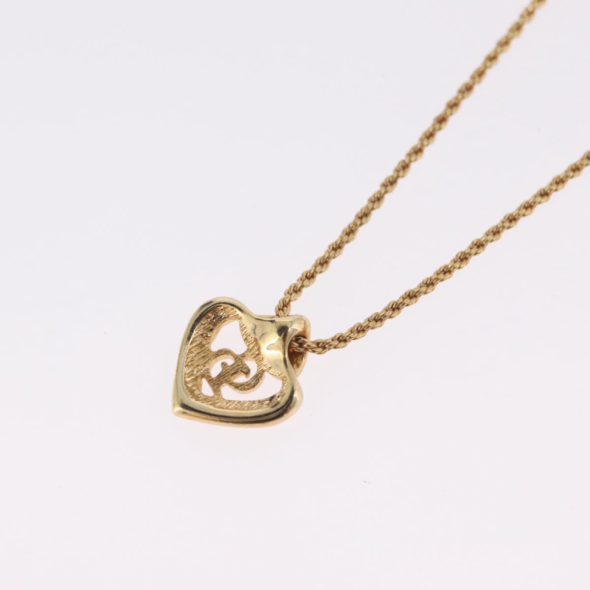 Christian Dior Necklace Metal Gold Tone Auth 206833